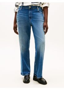 Bootcut-Jeans Tommy Hilfiger Curve "CRV DNM GLOW BOOTCUT RW", Damen, Gr. 48, N-Gr, glow, Denim/Jeans, Obermaterial: 98% Baumwolle, 2% Elasthan, leichte Abriebeffekte, unifarben, Jeans Bootcut-Jeans, in gro&szlig;en Gr&ouml;&szlig;en