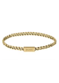 Armband BOSS "Schmuck Edelstahl Armschmuck Panzerkette CHAIN FOR HIM" Gr. M, gold (gelbgoldfarben), Armb&auml;nder, Herren, M, Edelstahl, Armband