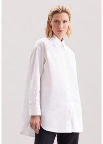 Longbluse Seidensticker, Damen, Gr. XXL(44), wei&szlig;, 100% Baumwolle, unifarben, oversize, ohne Ausschnitt, Blusen Longbluse, 1/1 Kragen Uni