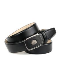 Lederg&uuml;rtel Anthoni Crown, Herren, Gr. 11,5, schwarz, Leder, unifarben, G&uuml;rtel Lederg&uuml;rtel, mit silberfarbenem Metallwappen