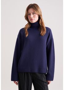Strickpullover Seidensticker, Damen, Gr. S, dunkelblau, 80% Wolle, 15% Polyamid, 5% Kaschmir, relaxed fit, ohne Ausschnitt, Pullover Strickpullover, Sweater