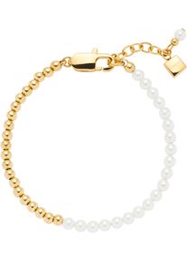 Armband Leonardo "Lucinda", gold (gelbgoldfarben, wei&szlig;), Armb&auml;nder, Damen, 21cm, Edelstahl Perlen, Edelstahl, Perlen, Armband, mit Perle (imitiert)