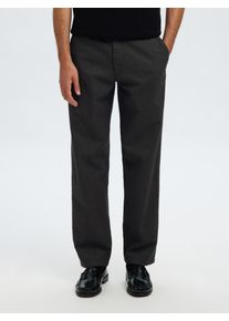 Chinohose Selected "SLH175-SLIM MILES BRUSHED PANTS W NOOS", Herren, Gr. 30, L&auml;nge 34, grau (dunkelgrau), Web, Obermaterial: 69% Baumwolle, 30% Polyester, 1% Elasthan, unifarben, slim fit normal, Hosen Chinohose