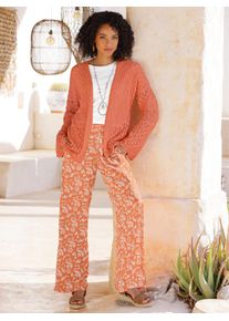 Cardigan Heine, Damen, Gr. 38, papaya, 100% Baumwolle, unifarben, Strickjacken Cardigan