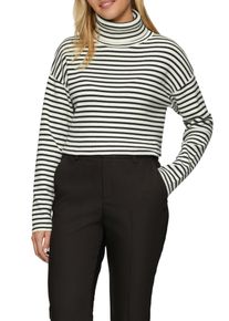 Rollkragenpullover s.Oliver, Damen, Gr. 34, schwarz (schwarz, ecru), Rippstrick, Obermaterial: 60% Baumwolle, 40% Polyacryl, geringelt, gestreift, gerade h&uuml;ftlang, Rundhals, Pullover Rollkragenpullover, Rippstrick, im Streifen-Design