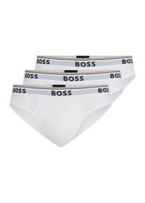 Slip BOSS "Brief 3P Power", Herren, Gr. XL, 3 Stk., wei&szlig; (wei&szlig; 100), Jersey, Obermaterial: 95% Baumwolle, 5% Elasthan, eng, Unterhosen Slip, Elastikbund mit Logo