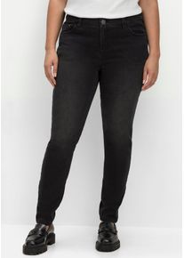 Stretch-Jeans sheego, Damen, Gr. 88, Langgr&ouml;&szlig;en, schwarz (schwarz denim), 74% Baumwolle, 22% Polyester, 3% Viskose, 1% Elasthan, unifarben, lang, Jeans Stretch-Jeans