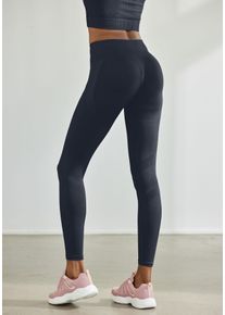 Seamless Leggings Lascana "Po Push Up", Herren, Gr. L (44/46), N-Gr, blau (dunkelblau), Obermaterial: 91% Polyamid, 8% Elasthan, 1% Polyester, unifarben, figurbetont lang, Hosen Seamless Leggings, mit Rippstruktur und Shapingeffekt, Sporthose, Sportleggings, Topseller