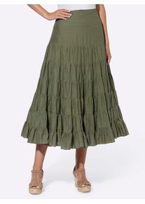 Maxirock Heine, Damen, Gr. 48, gr&uuml;n (khaki), 100% Baumwolle, unifarben, lang, R&ouml;cke Maxirock