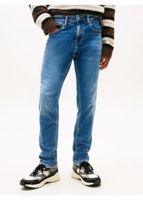Gerade Jeans Tommy Jeans "Scanton Slim", Herren, Gr. 33, L&auml;nge 30, blau (denim medium), Denim/Jeans, Obermaterial: 98% Baumwolle, 2% Elasthan, unifarben, slim fit lang, Jeans Gerade Jeans, Mit Markenlabel aus Leder hinten