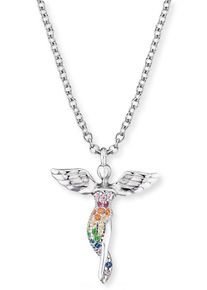 Kette mit Anh&auml;nger Engelsrufer "Ein Schutzengel f&uuml;r die Ewigkeit", silber (silberfarben, mehrfarbig), Halsketten, Damen, Silber 925 (Sterlingsilber), L: 44 B: 1,25mm, Kette mit Anh&auml;nger, mit Zirkonia (synth.), B:1,25mm