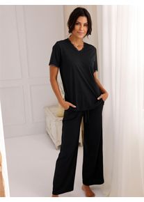 w&auml;schepur Schlafanzug W&Auml;SCHEPUR, Damen, Gr. 40/42, schwarz, 50% Baumwolle, 50% Viskose, Homewear-Sets Schlafanzug