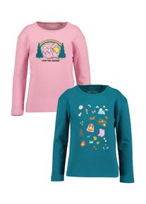 Langarmshirt Blue Seven, M&auml;dchen, Gr. 104, rosa (rosa, dunkelt&uuml;rkis), Single Jersey, Obermaterial: 100% Baumwolle, bedruckt, unifarben, regular fit normal, Rundhals, abgesteppte Kante, Shirts Langarmshirt, mit tollen Frontmotiven