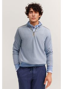 Troyer Bugatti "Zeitlos", Herren, Gr. 3XL, 320, hellblau, Sweatware, 65% Baumwolle, 30% Polyester, 5% Elasthan, unifarben, normal, Pullover Troyer, im Materialmix Modern Fit