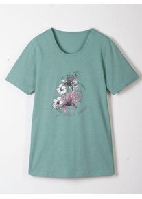 Schlafanzug, Damen, Gr. 36/38, gr&uuml;n (salbei, bedruckt), 100% Baumwolle, Homewear-Sets Schlafanzug