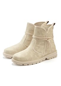 Stiefelette Vivance "Boots, Stiefel", Damen, Gr. 41, beige, Obermaterial: 100% Lederimitat. Decksohle: 100% Textilmaterial. Futter: 100% Textilmaterial. Laufsohle: 100% Synthetik, Strukturmuster, unifarben, Schuhe Stiefelette, mit raffinierten Bindeb&auml;ndern VEGAN, Topseller