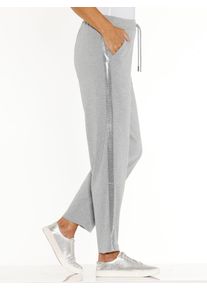 Sweathose Classic Basics, Damen, Gr. 46, Normalgr&ouml;&szlig;en, grau (steingrau, meliert), 88% Baumwolle, 12% Polyester, meliert, lang, Hosen Sweathose