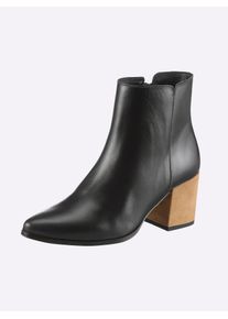 Stiefelette Heine, Damen, Gr. 35, braun, camel, Glattleder, Leder, Schuhe Stiefelette