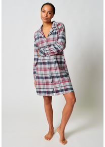 Sleepshirt Skiny "Night In Skiny Flanell", Damen, Gr. 44, N-Gr, classic melange check, Flanell, Obermaterial: 100% Baumwolle, kariert, meliert, figurumspielend kniefrei, tiefer V-Ausschnitt, Kleider Sleepshirt, kuschelig, w&auml;rmend, Langarm, Cotton