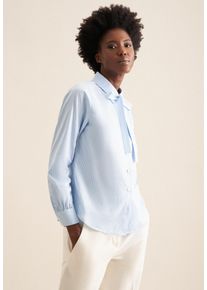 Hemdbluse Seidensticker "Schwarze Rose", Damen, Gr. S(36), blau (hellblau), 100% Baumwolle, gestreift, regular fit, ohne Ausschnitt, Blusen Hemdbluse, 1/1 Kragen Streifen