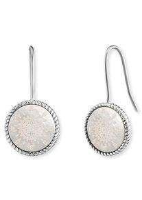 Paar Ohrhaken Engelsrufer "Windrose Ornament", bunt (silberfarben, wei&szlig;), Ohrringe, Damen, Silber 925 (Sterlingsilber), Paar Ohrhaken, mit Perlmutt (synth.)