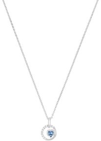 Kette mit Anh&auml;nger Amor "Kreis/Herz", silber (silberfarben, wei&szlig;, blau), Halsketten, Damen, Silber 925 (Sterlingsilber), L: 45 B: 2,8mm, Kette mit Anh&auml;nger, mit Zirkonia (synth.), B:2,8mm