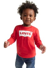 Langarmshirt LEVI'S KIDS "BATWING TEE", Jungen, Gr. 18/86, rot, Single Jersey, Obermaterial: 60% Baumwolle, 40% Polyester, bedruckt, Basic schmal h&uuml;ftlang, Rundhals, Rippb&uuml;ndchen, Shirts Langarmshirt, UNISEX