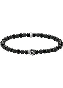 Armband Thomas Sabo "Talisman-Armband Skull/Totenkopf-Motiv" Gr. 19, silber (silberfarben, schwarz, schwarz), Armb&auml;nder, Damen, 19, Silber 925 (recycelt), Armband, mit Obsidian, Zirkonia (synth.)