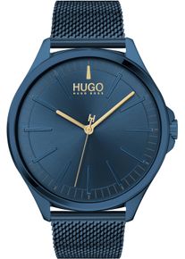 Quarzuhr Hugo "SMASH", blau, Armbanduhren, Herren, Quarzuhr, Armbanduhr, Herrenuhr, Mineralglas, Edelstahlarmband