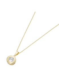 Goldkette Luigi Merano "Kette mit rundem Anh&auml;nger mit Zirkonia, Gold 375", wei&szlig;, Halsketten, Damen, Gelbgold 375, Goldkette