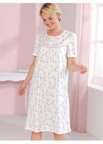 w&auml;schepur Nachthemd W&Auml;SCHEPUR "Nachthemd", Damen, Gr. 44/46, Normalgr&ouml;&szlig;en, wei&szlig;, ros&eacute;, bedruckt, 100% Baumwolle, bedruckt, gebl&uuml;mt, gemustert, mehrfarbig, Kleider Nachthemd