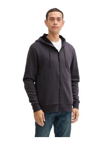 Kapuzensweatjacke Tom Tailor, Herren, Gr. M, grau (tarmac grau), Sweatware, Obermaterial: 70% Baumwolle, 30% Polyester, unifarben, regular fit Po-bedeckend, ohne Ausschnitt, B&uuml;ndchen, Sweatjacken Kapuzensweatjacke, mit Kapuze