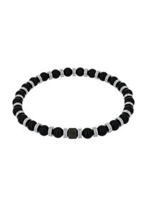 Armband Amor, edelstahlfarben, schwarz, schwarz, Armb&auml;nder, Herren, 21cm, Edelstahl, Armband, mit Achat