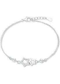 Armband Amor "Sterne", silber (silberfarben, kristallwei&szlig;), Armb&auml;nder, Damen, 19cm, Silber 925 (Sterlingsilber), Armband, mit Zirkonia (synth.)
