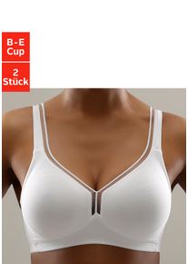 T-Shirt-BH Petite Fleur, Damen, Gr. 90, Cup E, wei&szlig; (2xwei&szlig;), Jersey, Obermaterial: 93% Baumwolle, 7% Elasthan, BHs T-Shirt-BH, ohne B&uuml;gel aus Baumwolle, Basic Dessous, Topseller