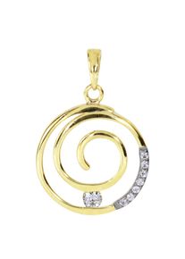 Kettenanh&auml;nger OSTSEE-SCHMUCK "- Spirale - Gold 333/000 - Zirkonia" Gr. 22, gold (gold 333, goldfarben, gelb), Schmuckanh&auml;nger, Damen, Gelbgold 333, Kettenanh&auml;nger