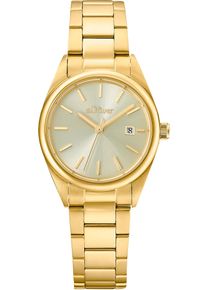 Quarzuhr s.Oliver, gold (goldfarben), Armbanduhren, Damen, Quarzuhr, Armbanduhr, Damenuhr, Datum, analog, Edelstahlarmband