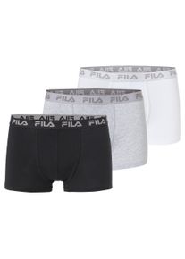 Boxershorts Fila "MAN BOXER SHORTS", Herren, Gr. L, grau (mix), Graumeliert (Obermaterial): 67% Baumwolle, 28% Elasthan, 5% Polyester. Obermaterial: 95% Baumwolle, 5% Elasthan, unifarben mit Farbeinsatz, eng, Unterhosen Boxershorts, mit elastischem Logobund