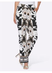 Webhose Heine, Damen, Gr. 44, Normalgr&ouml;&szlig;en, gelb (schwarz, camel, bedruckt), 97% Baumwolle, 3% Elasthan, bedruckt, gemustert, mehrfarbig, lang, Hosen Webhose