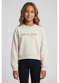 Sweatshirt Calvin Klein Jeans, M&auml;dchen, Gr. 10 (140), wei&szlig;cap gray, Sweatware, Obermaterial: 100% Baumwolle, unifarben, regular fit normal, Rundhals, eingesetzt B&uuml;ndchen, Sweatshirts Sweatshirt, Regular fit, f&uuml;r Kinder bis 16 Jahre