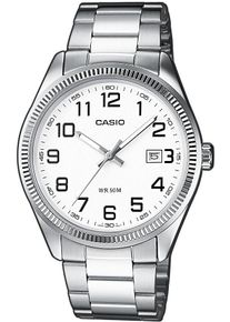 Quarzuhr, silber (silberfarben, schwarz), CASIO TIMELESS COLLECTION, Armbanduhren, Damen, Quarzuhr, Armbanduhr, Herrenuhr, Damenuhr, analog, Datum, Edelstahlarmband