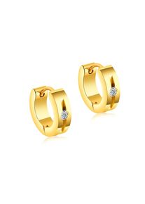 Paar Creolen Firetti "Schmuck Geschenk Glamour, klassisch", gold (gelbgoldfarben, wei&szlig;, kristallwei&szlig;), Ohrringe, Damen, 13,5mm, Edelstahl, Paar Creolen, mit Zirkonia (synth.)