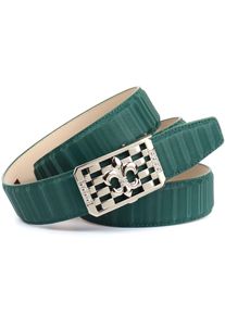 Lederg&uuml;rtel Anthoni Crown, Damen, Gr. 100, gr&uuml;n, Leder, unifarben, G&uuml;rtel Lederg&uuml;rtel, mit silberfarbener stilisierter Lilien-Schnalle