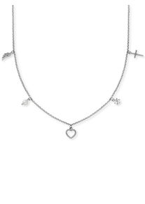 Kette mit Anh&auml;nger Engelsrufer "Glaube Liebe Hoffnung", wei&szlig; (silberfarben, kristallwei&szlig;, wei&szlig;), Halsketten, Damen, Perlen Silber 925 (Sterlingsilber), L: 50 B: 1,42mm, Perlen, Silber 925 (Sterlingsilber), Kette mit Anh&auml;nger, Made in Germany - mit Zirkonia (synth.) - mit S&uuml;&szlig;wasserzuchtperle, B:1,42mm