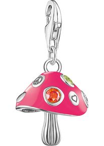 Charm-Einh&auml;nger Thomas Sabo "Charm Bunter Pilz", silber (silberfarben, wei&szlig;, pink, orange, amethyst, wei&szlig;, pink, orange, amethyst), Charms, Damen, Silber 925 (recycelt), Charm-Einh&auml;nger, mit Glas-Keramik Stein, Zirkonia (synth.), Rubin (synth.)
