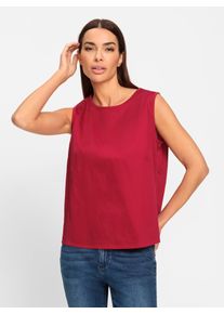 Blusentop Heine, Damen, Gr. 34, rot, 97% Baumwolle, 3% Elasthan, unifarben, Rundhals, Blusen Blusentop
