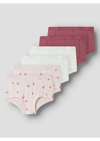Hipster name it "NKFHIPSTER 6P BUTTERCREAM FLORAL NOOS", M&auml;dchen, Gr. 110, 6 Stk., mauve morn, Jersey, Obermaterial: 95% Baumwolle, 5% Elasthan, eng, Unterhosen Hipster