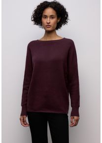 Rundhalspullover Street One, Damen, Gr. 44, jazz berry, Strick, Obermaterial: 37% Baumwolle, 34% Polyacryl, 26% Polyester, 3% Elasthan, unifarben, regular fit normal, Rundhals, Rippb&uuml;ndchen, Pullover Rundhalspullover, mit Rippb&uuml;ndchen