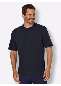 w&auml;schepur Pyjamaoberteil W&Auml;SCHEPUR "Schlafanzug-Shirt", Herren, Gr. 44/46, marine, anthrazit, meliert, marine: 100% BW; anthrazit-mel: 55% BW, 45% PES% 2 Teile mit untersch. Material, 100% Baumwolle, Meliert:55% Baumwolle, 45% Polyester, unifarben, Shirts Pyjamaoberteil