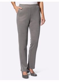 Schlupfhose Classic Basics, Damen, Gr. 46, Normalgr&ouml;&szlig;en, grau (grau, meliert), 83% Polyester, 15% Viskose, 2% Elasthan, meliert, lang, Hosen Schlupfhose